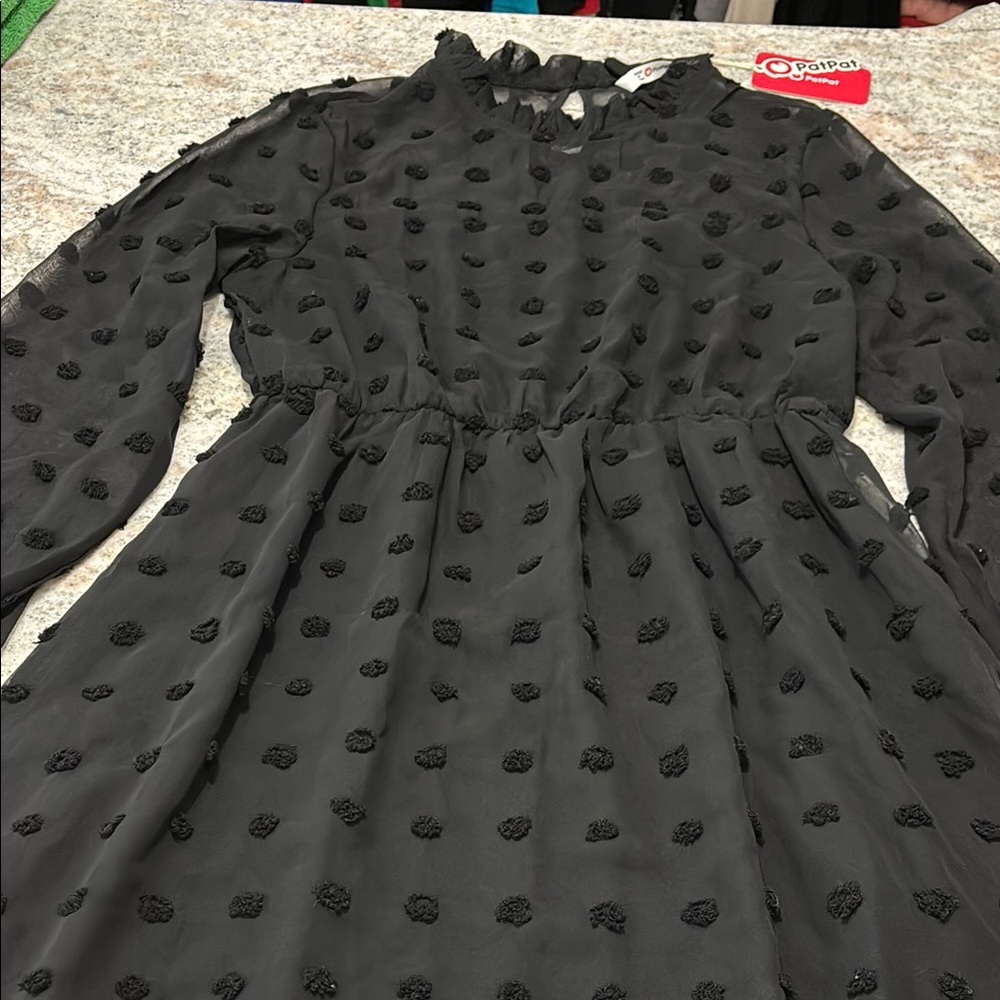 10/$30 PatPat Elegant Polka Dot Black Dress